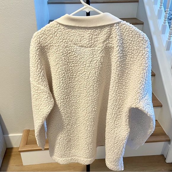 Aerie Dream Sherpa Quarter Zip Pullover in Cream - Women’s Size Medium - Picture 4 of 11